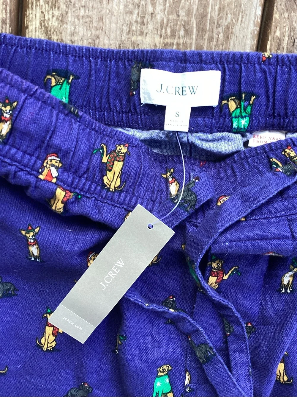 NWT J crew Christmas Dogs Pets Flannel pajama pant in print Mens Small